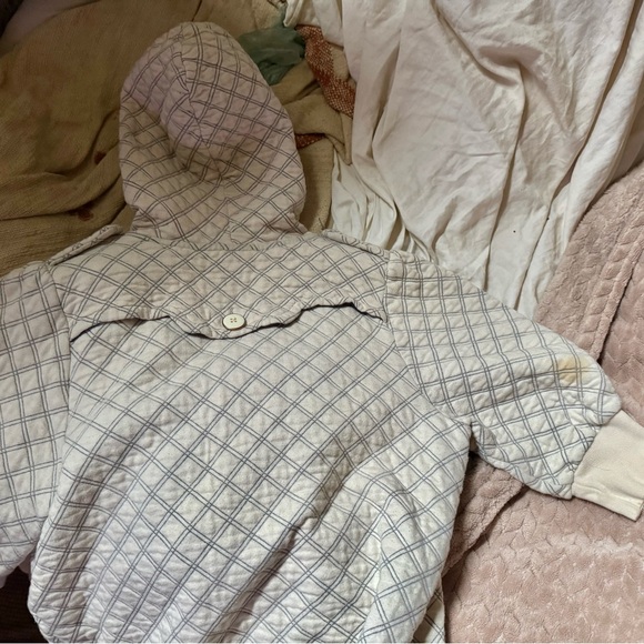 Marc Jacobs cream pockets navy hardware top sweatshirt M Beige Quilted Hoodie - Picture 7 of 8